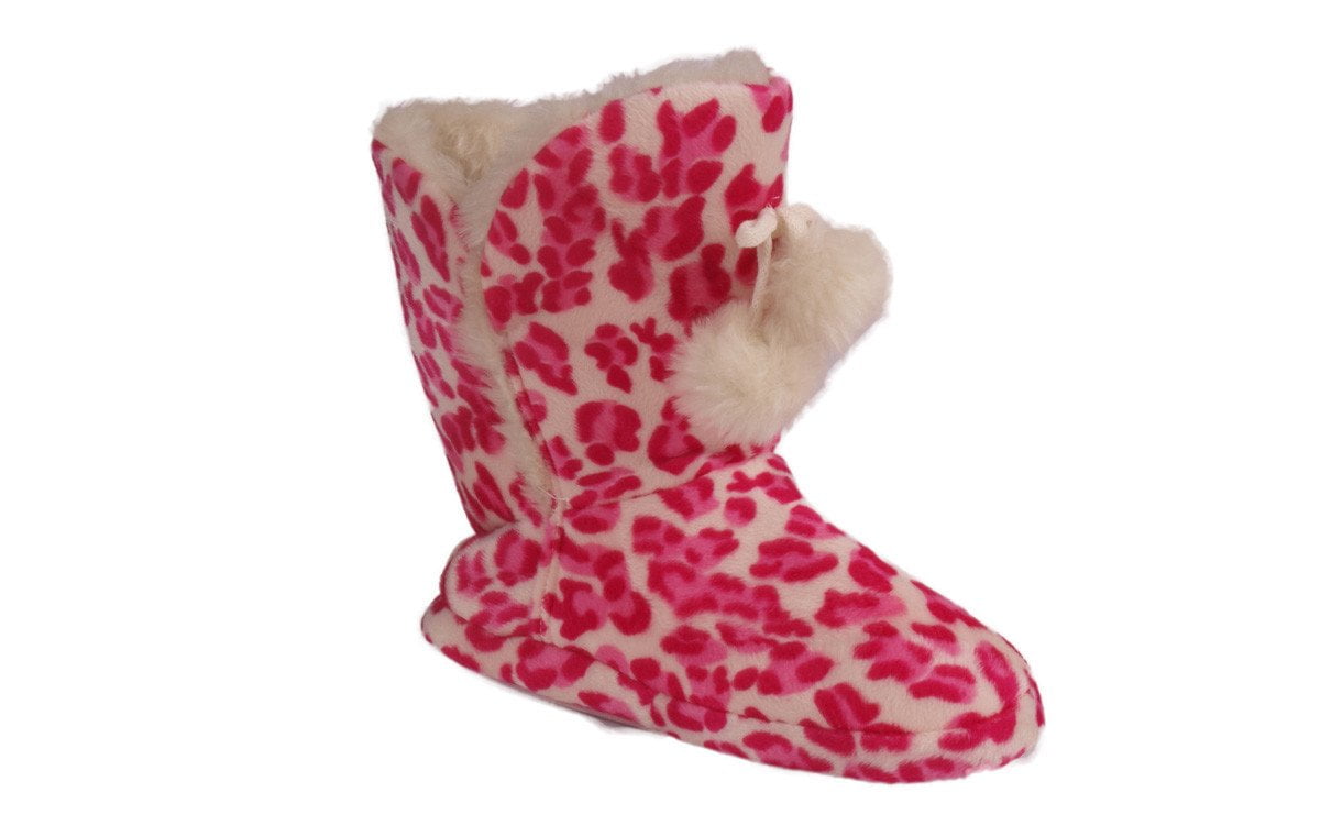 pink leopard print slipper boots