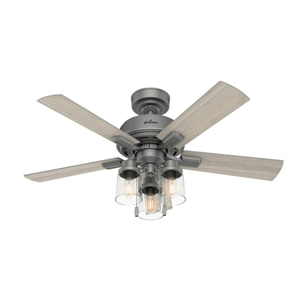 44in Hartland Ceiling Fan In Matte Silver With Led Light Kit Com 44in Hartland Ceiling Fan In Matte, Ceiling Fan Glass