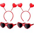thumbnail image 1 of Zhanmai 2 piezas de diadema de franela roja para el día de San Valentín y 2 gafas de sol retro en forma de corazón para suministros de fiesta (estilo 1) Zhanmai 650728953678, 1 of 1