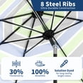 thumbnail image 5 of 10FT Outdoor Patio Umbrella with 8 Sturdy Ribs, Crank Lift and Push Button Tilt, UV Protection Waterproof Market Table Umbrella for Pool Deck Yard, Tricolor Stripes (Base NOT Included), 5 of 6