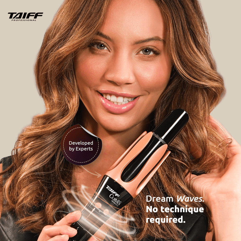 Taiff Automatic Curling Iron 1.25" Rotating Barrel with Ion Technology | Hair Curler & Rotating Curling Iron | PTC Fast Heating - 3 Heat Settings 340°F–410°F | Dual Voltage | Frizz-Free Curls
