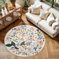 thumbnail image 2 of YOUFORTONG 4x4 Washable Floral Round Rug,Non-Slip Stain Resistant Ultra Soft Carpet for Bedroom Living Room Dorms Teen Girls Boys,Cream, 2 of 6