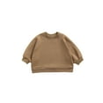 thumbnail image 1 of Camiseta sólida para niñas, niños, jersey de manga larga para niños, blusa para bebés y niños pequeños XBTCLXEBCO Marrón claro, 2-3 años, 1 of 6