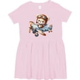 thumbnail image 3 of Inktastic Cute Teddy Bear Pilot in Airplane Girls Toddler Dress, 3 of 5