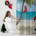 thumbnail image 5 of Coastal Christmas Santa Bathroom Shower Curtain Xmas Stocking Palm Tree Beach Waterproof Washable Shower Curtains for Bathtub Bath Decor with Grommets and Hook 66 X 72 Inch, 5 of 8