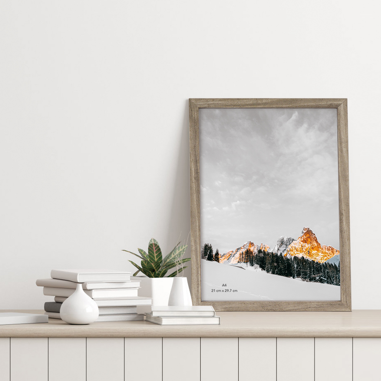 Scholartree 5-in-1 Wood Picture Frames Set, Front Loading Basic Tabletop A4 Picture Frame, Gray