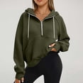 thumbnail image 1 of Jsaierl Half Zip Sweatshirts Cropped Hoodies Fleece Drawstring Sweatshirt Fall Winter Tops Solid Color Long Sleeve Pullovers with Pockets, 1 of 9