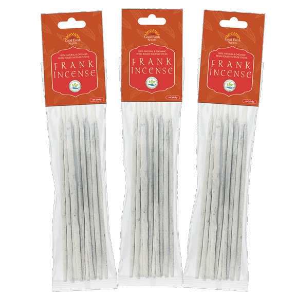 Set of 3 Frankincense 100% Natural and Organic Resin Rolled Incense Sticks (10 Sticks in a Pack) - Set of 3 Variety Packs of Natural Scents
