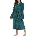 thumbnail image 1 of Womens Robes Plush Fleece Hooded Bathrobe Thick Nightgown with Pockets Sleepwear Robe Green S, 1 of 8
