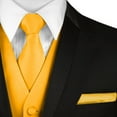 thumbnail image 3 of BEST TUXEDO Men's Formal, Prom, Wedding, Homecoming, Tuxedo Vest, Tie & Hankie Set in Gold Solid Satin - XL, 3 of 3