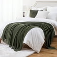 thumbnail image 4 of Battilo Olive Green Throw Blanket,Chenille Knit Throws with Tassels, Green Throws for Couch Bed,50"x60", 4 of 8