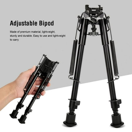 Yosoo Metal Black Finish Retractable Leg Spring Return Rifle Bipod Hunting Accessory, Adjustable Bipod,