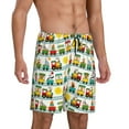 thumbnail image 2 of Balery Train With Animals Pantalones cortos de pijama de punto de algodón para hombre con cinturilla y bolsillos-X-Large, 2 of 6