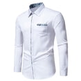thumbnail image 2 of WREESH Men's Elegant Dress Button Down Shirts Casual Long Sleeve with Patchwork Design, Turn-Down Collar, and Solid Color for a Versatile Wardrobe Essential White, 2 of 9