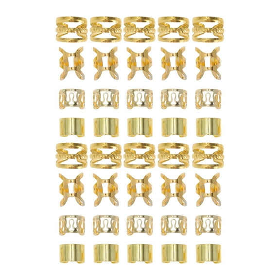 Unique Bargains 40 Hair Cuffs Dreadlock Hollow 4 Styles Dreadlock Hair Clips Gold Tone