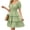 Green, variant on Dvprdro Womens Solid Open Neck Short Puff Sleeve Smocked Waist Tiered Ruffle Hem A Line Mini Dress Casual