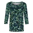 thumbnail image 5 of JTZGDY 3/4 Sleeve Tops for Women Dressy Casual Summer Tie Dye Gradient Color Print T-Shirts Lightweight Comfy Floral Pattern Graphic Tunic Tees Blouse Multicolor#25 M, 5 of 6
