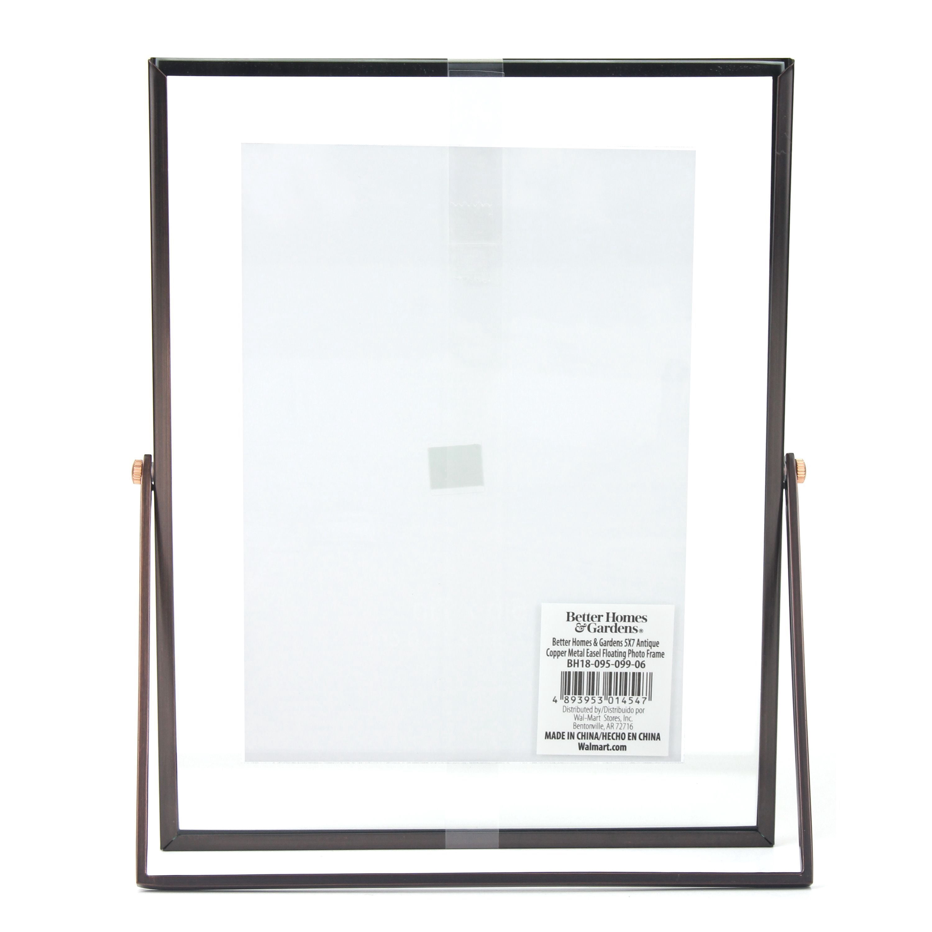 Better Homes & Gardens 5 x 7 Metal Tabletop Floating Picture Frame, Copper