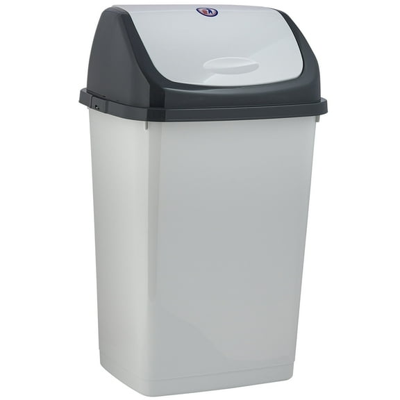 Superio Large Kitchen Trash Can 13 Gallon Smoke White Swing Top Trash Can with Lid, 52 Qt