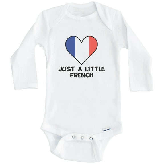 Just A Little French Baby Bodysuit - Funny France Flag Baby Bodysuit (Long Sleeve), 0-3 Months White