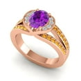 thumbnail image 2 of 2.35 Carat Oval Cut Amethyst & Citrine Gemstone Stunning Engagement Ring for Women Solid 18K Rose Gold Size 5 by Diamond-Capitals, 2 of 8