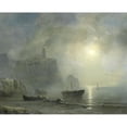 thumbnail image 3 of Théodore Gudin 24x20 Black Modern Framed Museum Art Print Titled - View of a Rocky Coast by Moonlight (1830 - 1880), 3 of 5