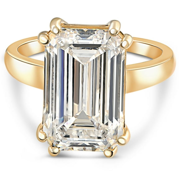 Pompeii Certified 10.00CT Emerald Cut Solitaire Diamond Engagement Ring 14k Gold Lab Grown