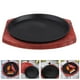 thumbnail image 2 of Juego de plancha de hierro fundido para fajitas con plato de madera para carne, sartén redonda de hierro fundido, placa para barbacoa para uso en restaurantes domésticos, 2 of 7
