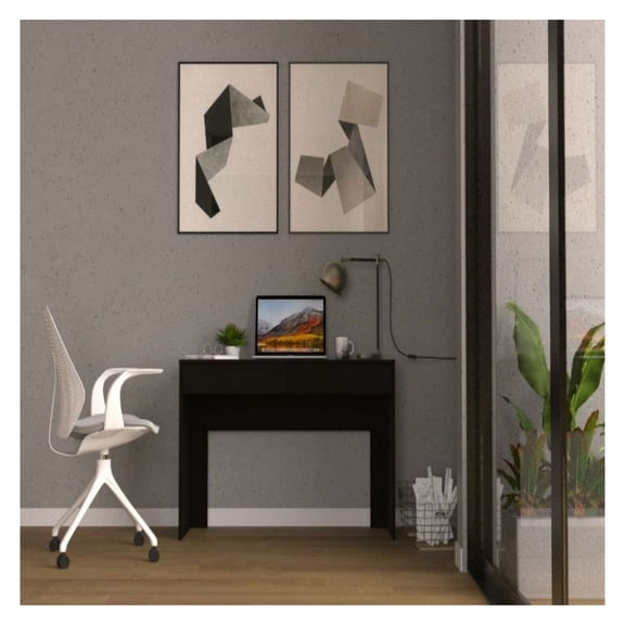 Computer Desk Aberdeen, Two Drawers, Black Wengue Finish, Home or Office Study Desk