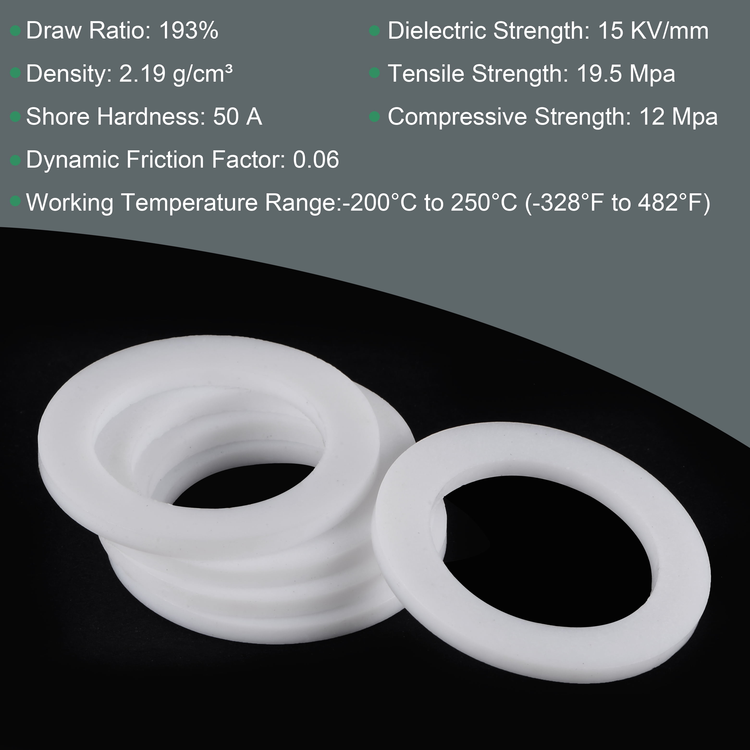 Unique Bargains Polytetrafluoroethylene Flat Washers OD 1.18" ID 0.79" Thick 0.08"