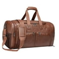 thumbnail image 4 of Bolso de lona de cuero PU, bolso de hombro, bolso de equipaje, bolso de viaje de negocios multifunción con compartimento para zapatos para acampar y Marrón, 4 of 10