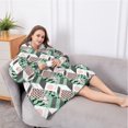 thumbnail image 5 of Oversized Wearable Blanket Hoodie,Green Pink Geometric Pattern Sherpa Blanket Hoodie with Super Pockets,Super Warm Fuzzy Pullover for Women & Men, 5 of 6