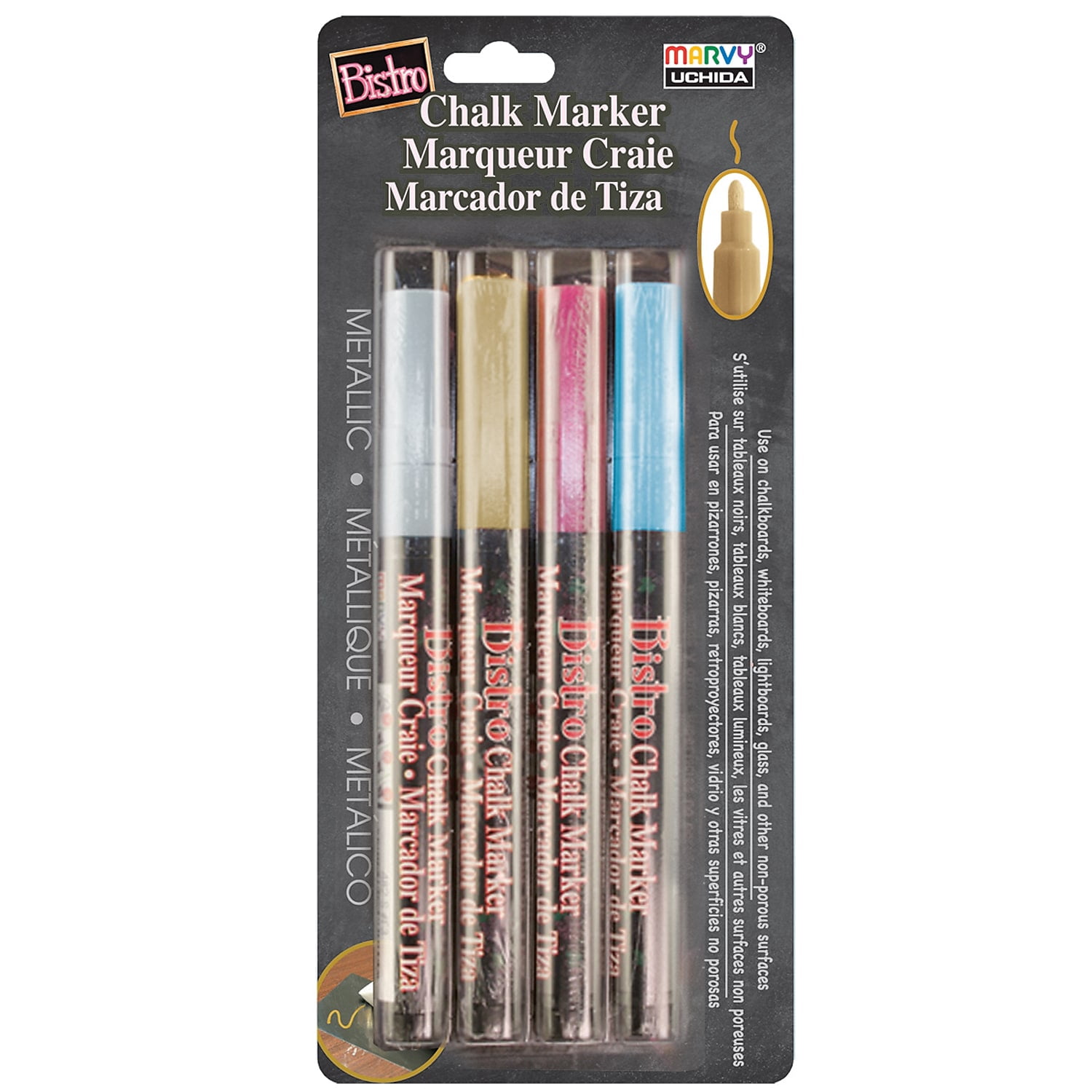 Marvy Uchida Chalk Markers Fine Tip Green 4/Pack 2 Packs (UCH4824M-2)