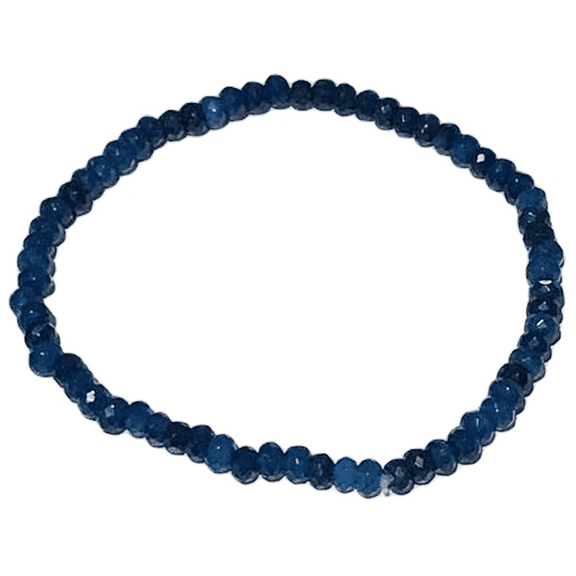 Natural Blue Sapphire 3.5-4mm Rondelle Shape Faceted Cut Beads Stretchable Bracelet for Men & Women.