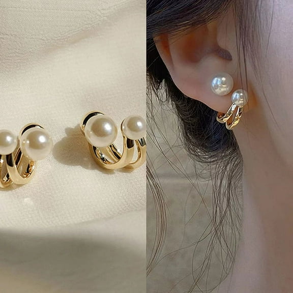 2021 Korean Luxury Pearl Earrings for Women Fashion Simple Pearl Stud Ear Clip