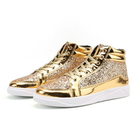 

ZNGYXN Men‘s High Top Skate Shoes with Excellent Grip and Breathability - Sparkling Glitter Sneakers for a Stylish Look