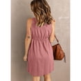 thumbnail image 5 of Vestido de verano sin mangas con escote en V y cintura elástica, diseño de un solo pecho para una elegancia femenina, 5 of 5