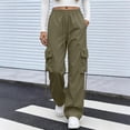 thumbnail image 5 of Wide Leg Cargo Pants for Women Hiking Parachute Pants Stretch Drawstring High Waisted Lightweight Joggers Y2k Streetwear, 2XL, 5 of 6