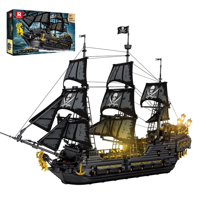Set de construcción Reobrix modelo Black Pearl Ship con luces LED