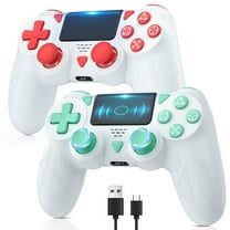 Turpow 2 PCS Wireless Controller for P4,Remote controller for P4/Slim/Pro/PCwith Dual Vibration/3.5mm Audio Jack/6-Axis Gyro/Touch Pad/Type-C, 20  Hour Battery, Includes 2 USB-C Cables