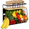 thumbnail image 1 of Especiero Magnético para Refrigerador con Repisa de Madera, Organizador de Cocina para Frutas, Verduras, Especias, Estante de Almacenamiento Magnético con 4 Ganchos para Cocina, 1 of 7