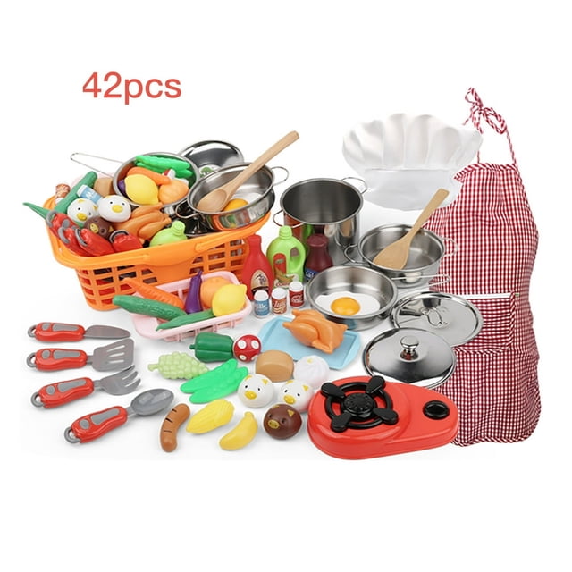 Kitchen Toys Set For Holiday Gifts Pot Food 42Pcs Cookware Child Pan Gift 42 Pcs