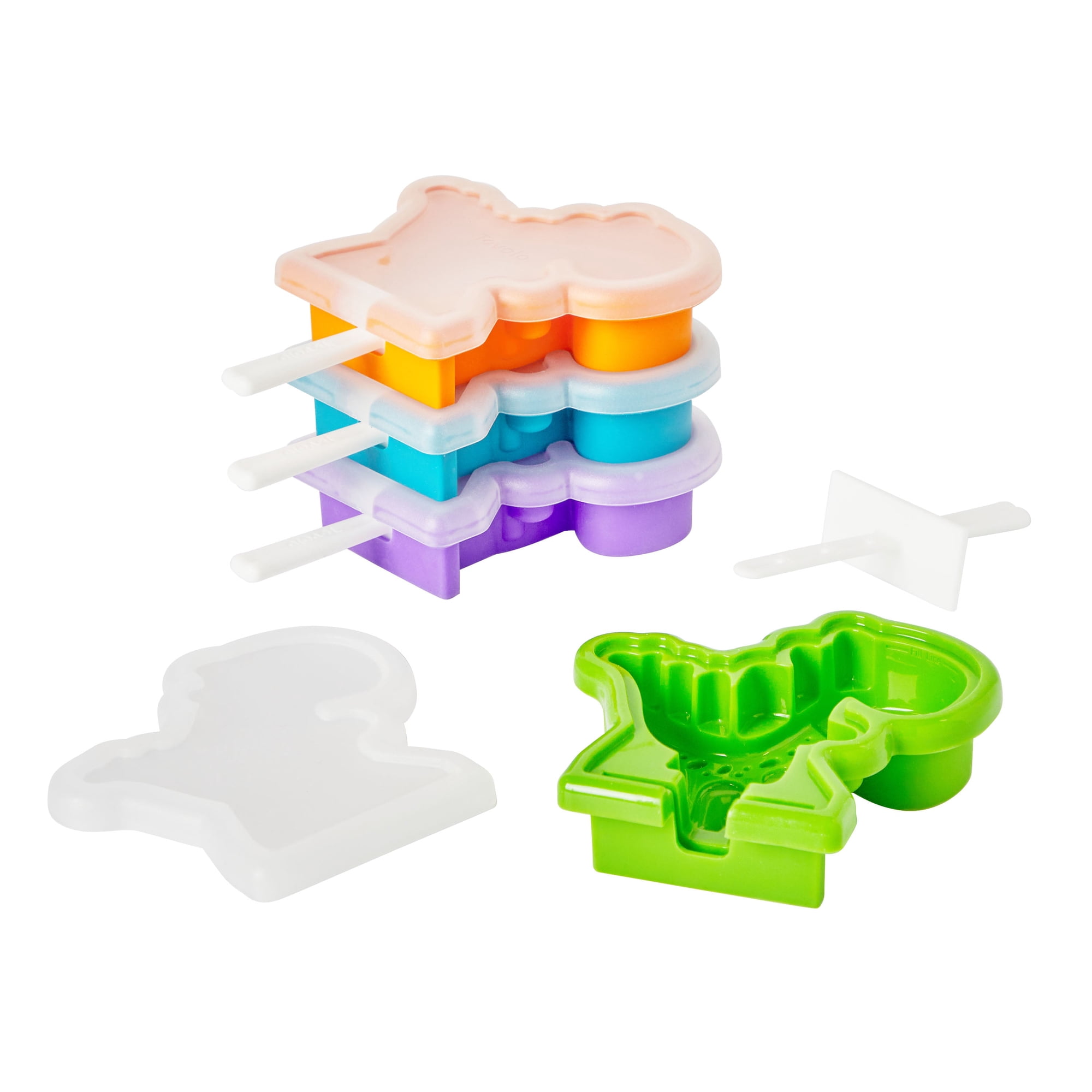 Tovolo Dino Stackable Ice Pop Molds Set of 4 Kids, BPA Free, Assorted Colors