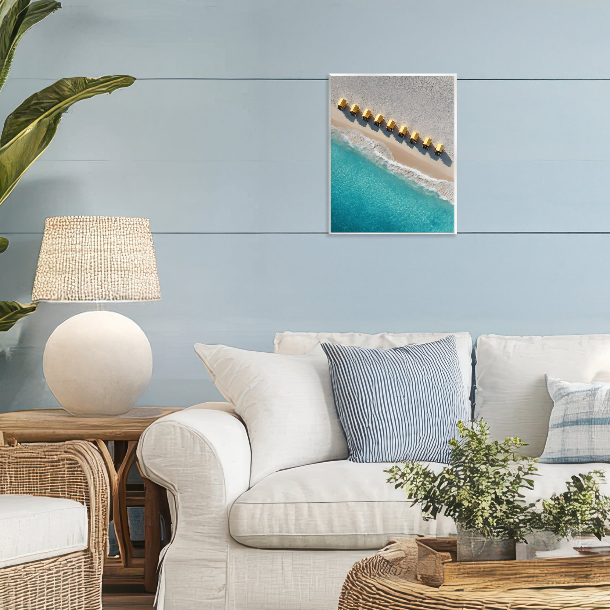 Stupell Industries Yellow Cabanas Along Shore Wall Plaque Art, design by Franklyn Gregory