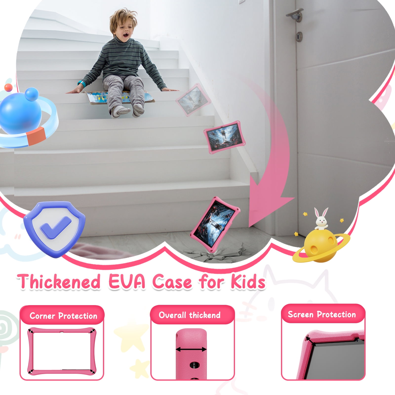 XGODY 10.1" Android 15 Tablet - 12GB RAM, Free Leather Case, 7000mAh Battery | Perfect for Kids, Seniors, Holiday Gifts (128GB + 1TB Expandable)