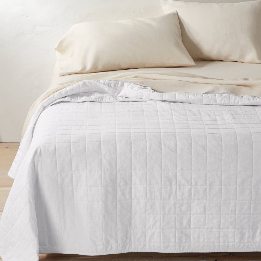 Full/Queen Heavyweight Linen Blend Quilt White Casaluna