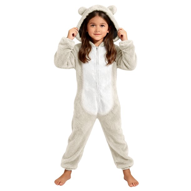 Mono de manga larga con capucha para niñas, pijama informal de invierno cálido, ropa de dormir para mujer, pantalones de terciopelo ártico de doble cara