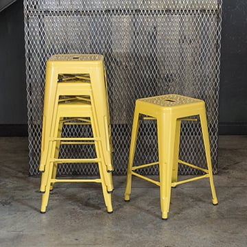 AmeriHome 4 Piece Gold Finish 24-inch Metal Backless Bar Stools