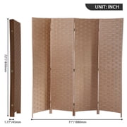 CL.HPAHKL 4 Panels Room Divider and Folding Privacy Screen, 6 ft Tall Wood Mesh Hand-Woven Design Wall Divider, Partition Room Dividers for Home Office Restaurant Bedroom