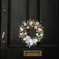 Wreath Easter Decorations, 25cm Easter Hanging Ornaments - Easter Bunny Wreath Acrylic Wreath Indoor Outdoor Easter Hanging Ornaments Home Front Door Party Decorations